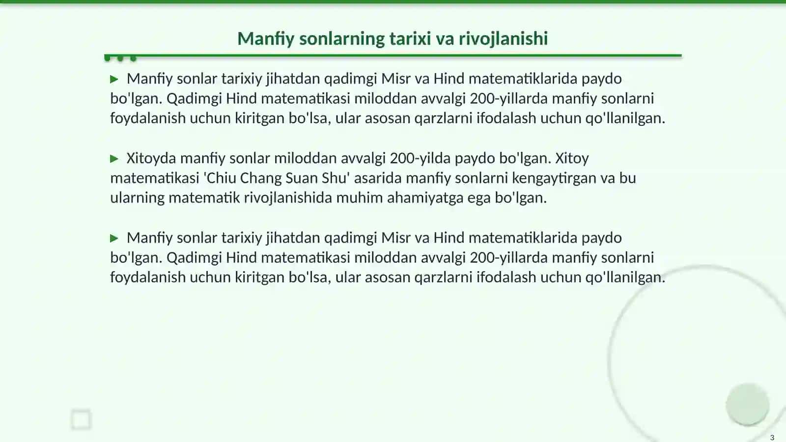 Manfiy son va kasr tushunchasining vujudga kelishida tarixiy maʼlumot 3