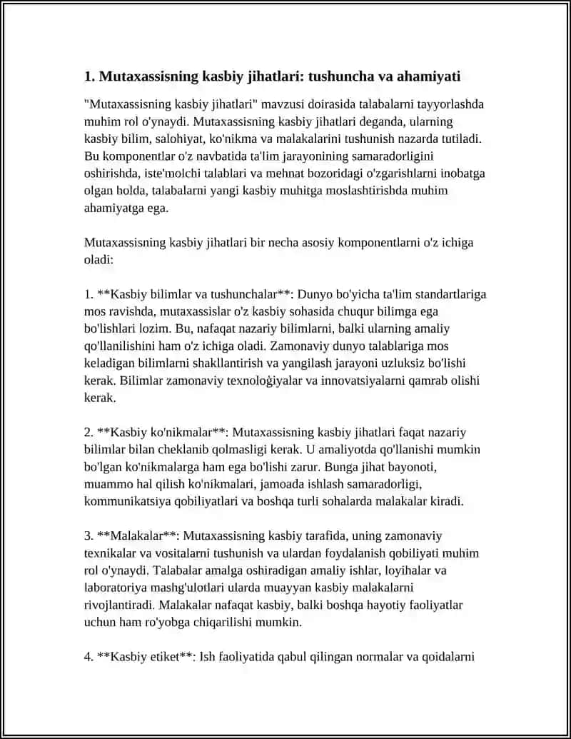 Mutaxassisning kasbiy jihatlari: tushuncha va ahamiyati 3
