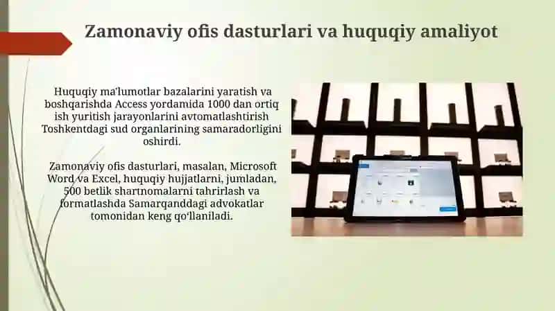 Zamonaviy ofis dasturlari va huquqiy amaliyot 3