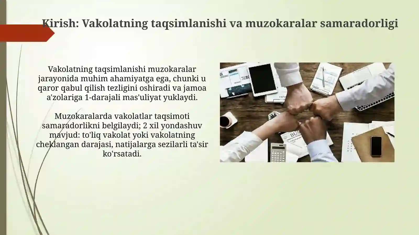 Vakolatning taqsimlanishi va muzokaralar samaradorligi 3