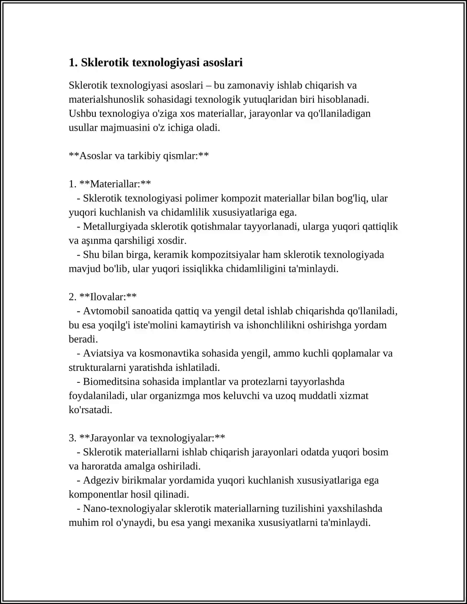 Sklerotik texnologiyasi bo'yicha polietilen uchun texnologiyasi va uning afzalligi 3