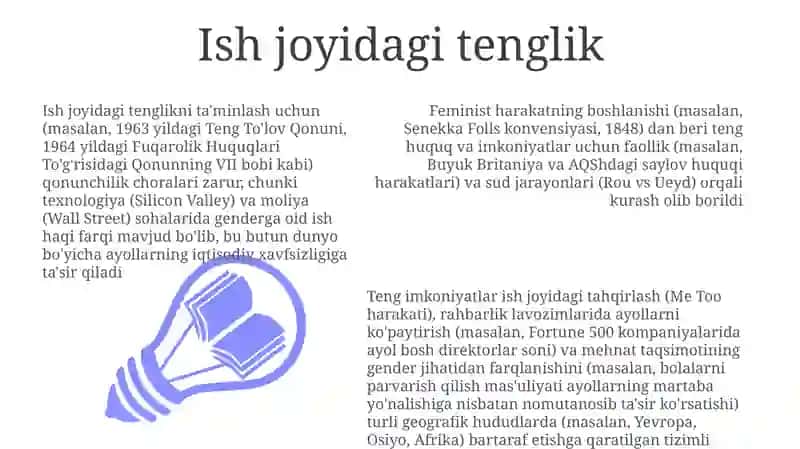 Teng huquqlar va teng imkoniyatlar fenimizm harakati 3