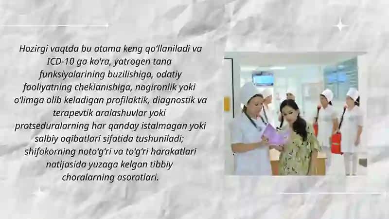 Hozirgi zamon tibbiyotida yatrogeniya muammolari. Keksa bemor. Keksa organizmning fiziologik xususiyatlari 3
