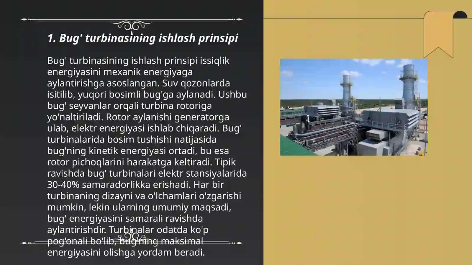 Energiya ishlab chiqarish texnologiyalari: buğ va gaz turbinalari 3