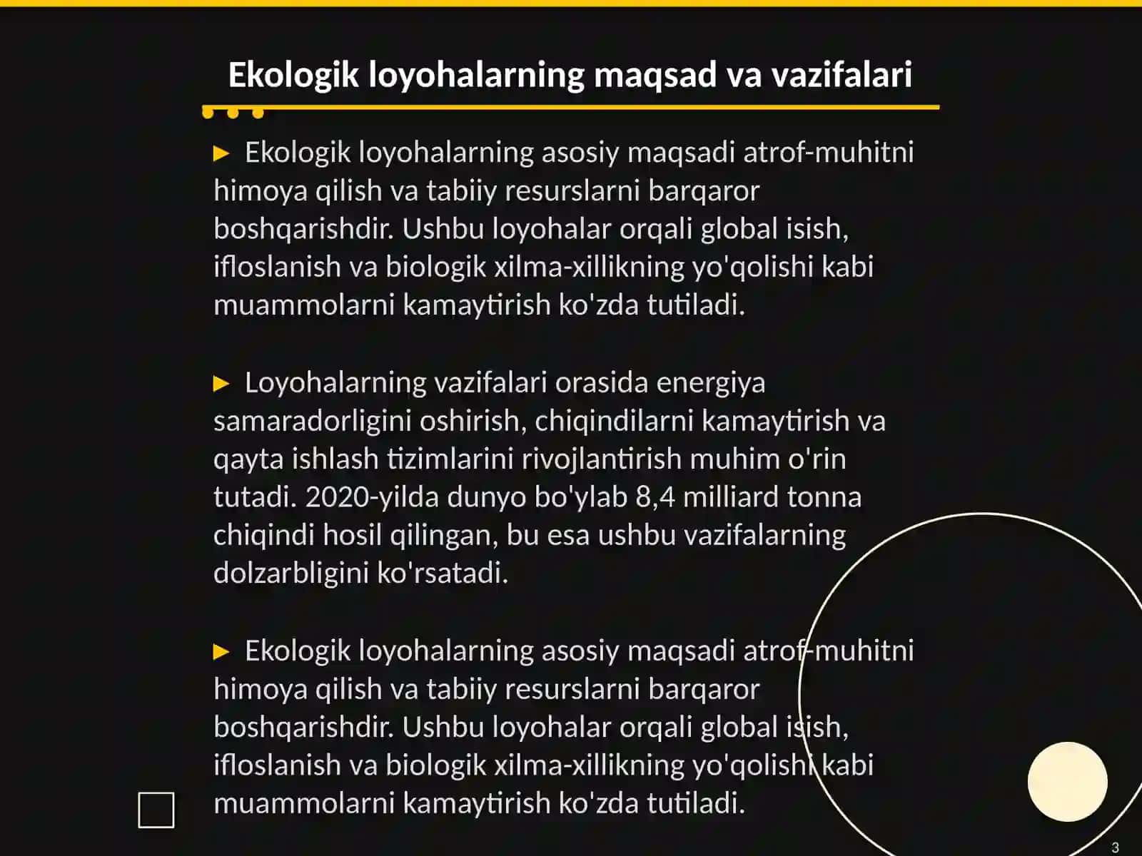 Ekologik loyohalarni ishlab chiqish 3