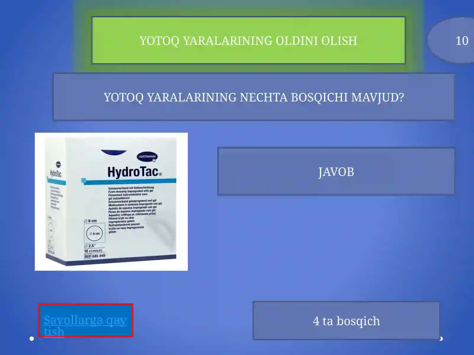 Tibbiy xizmatlar ko'rsatish texnologiyasi o'yini 3