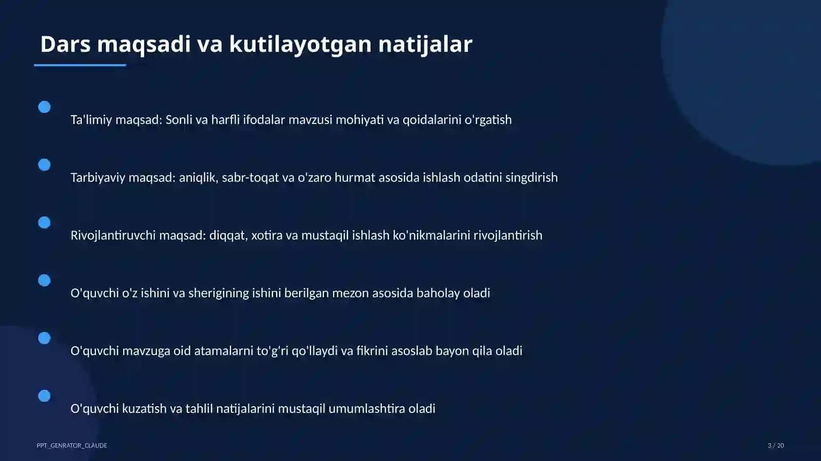 Sonli va harfli ifodalar (5-sinf) 3