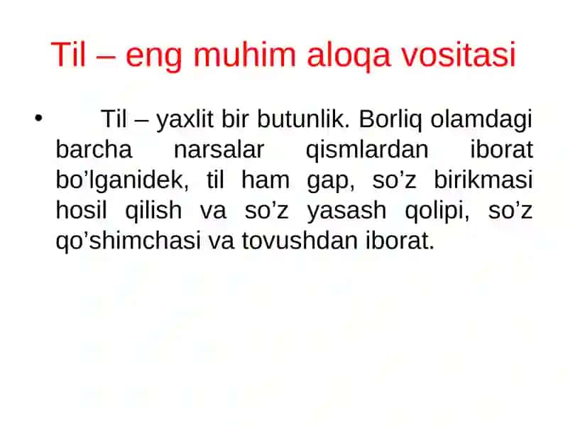 Tilshunoslik fani, uning vazifalari. Tilning ijtimoiy mohiyati, tuzilishi. Tilning paydo bo‘lishi, taraqqiyoti. Milliy til va adabiy til 3