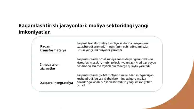 Raqamlashtirish: moliya sektori samaradorligi 3