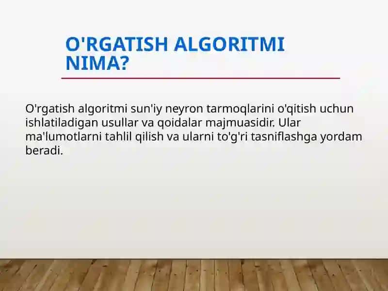 O'rgatish Algoritmlari 3