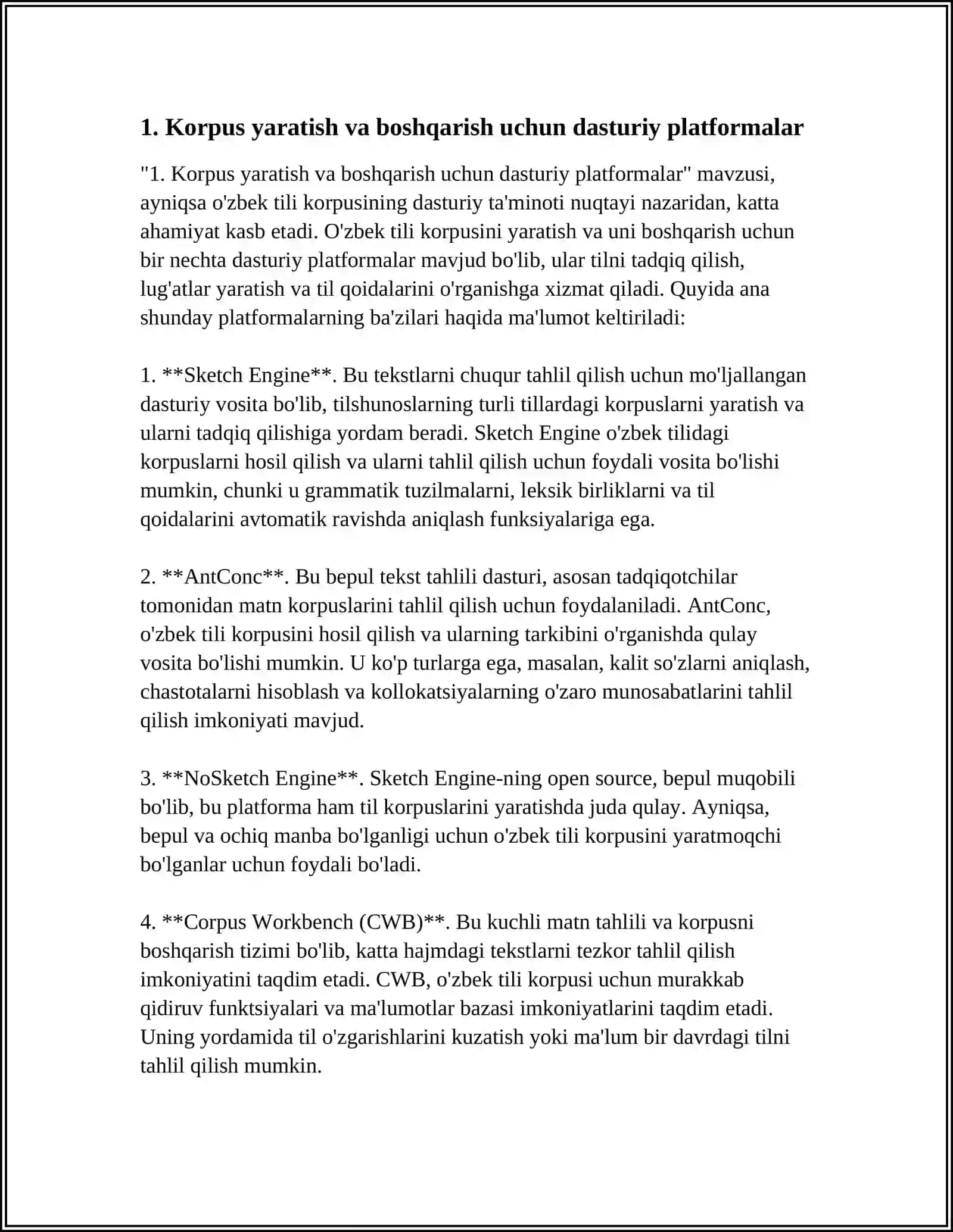 O‘zbek tili korpusining dasturiy ta'minoti imkoniyatlari 3