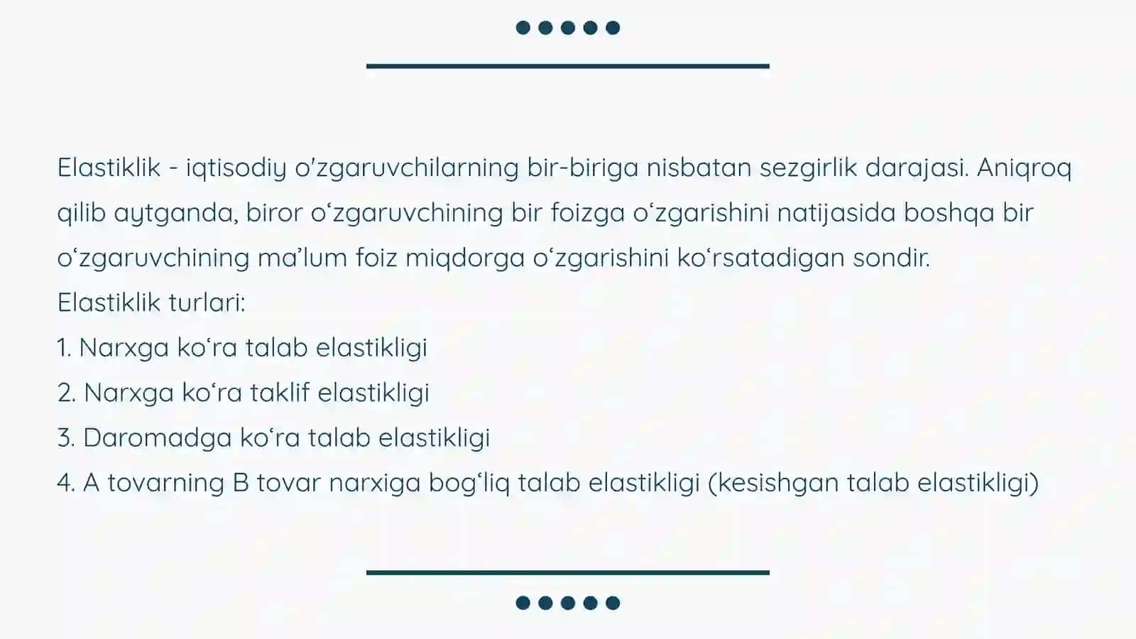 Talab va Taklif elastikligi 3