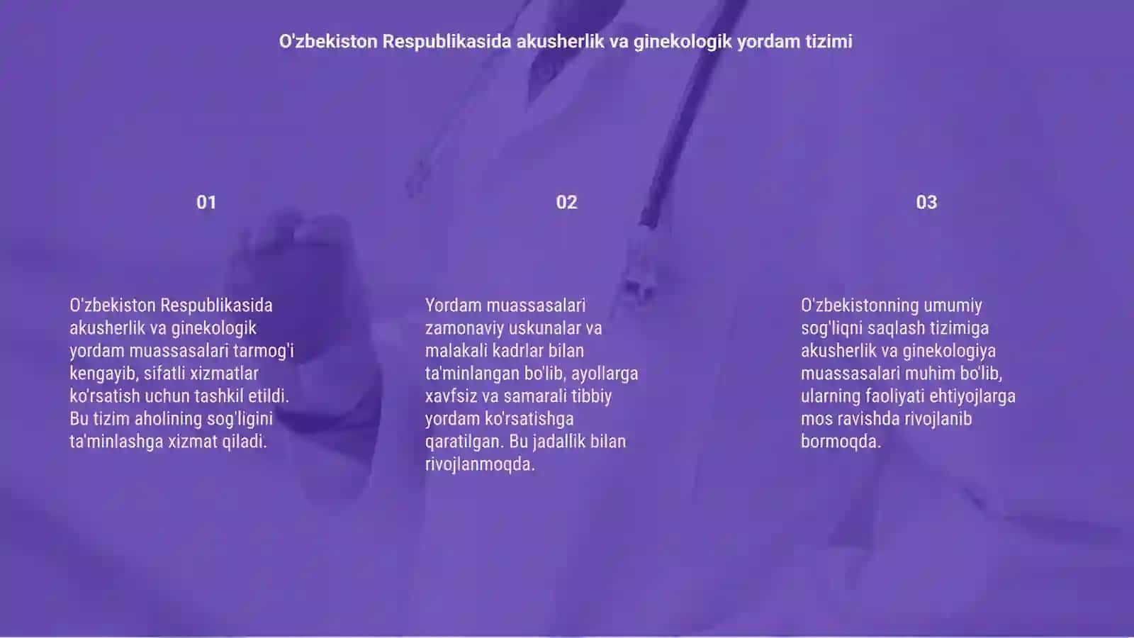 O'zbekiston Respublikasida akusherlik va ginekologik yordam ko'rsatish muassasalari 3