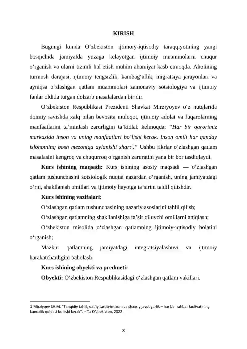 O‘ZBEK TILI LEKSIKASIDA O‘ZLASHMA QATLAM KURS ISHI 3