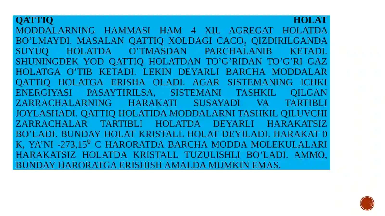 Molekulyalararo ta'sir kuchlar moddalarning agregat holatlari 3