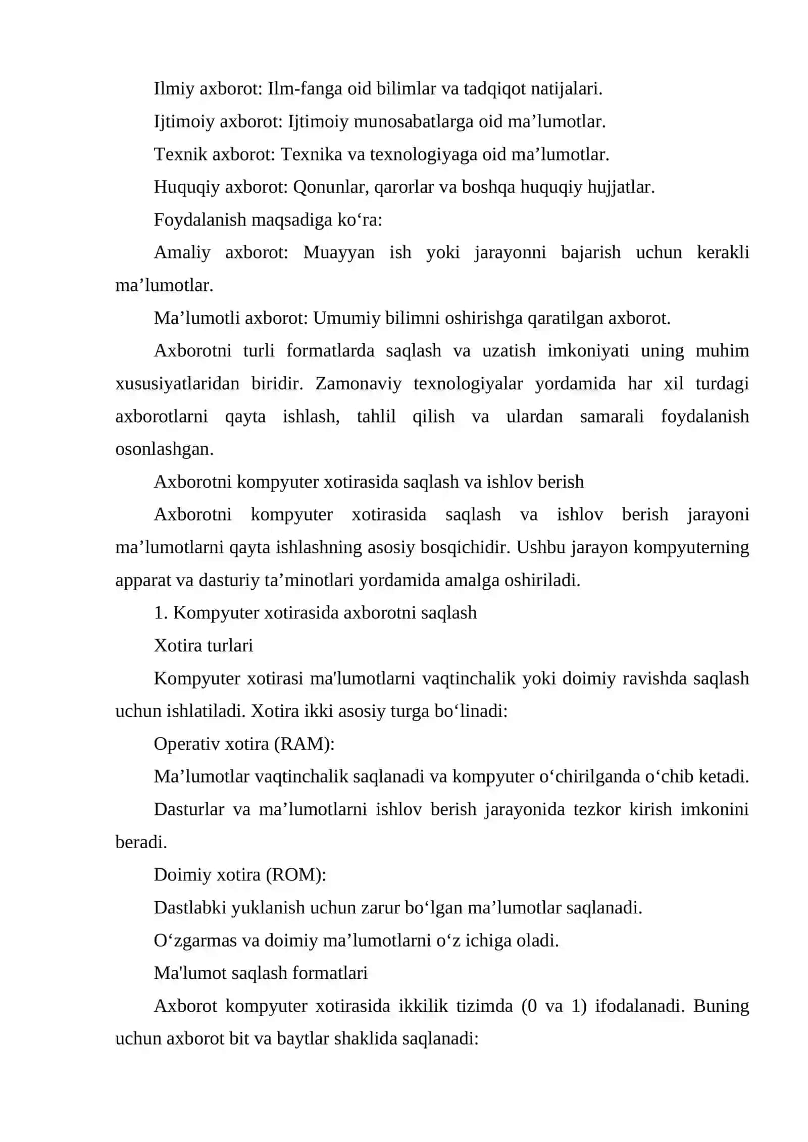 Axborotlarni kompyuterda ifodalanishi 3