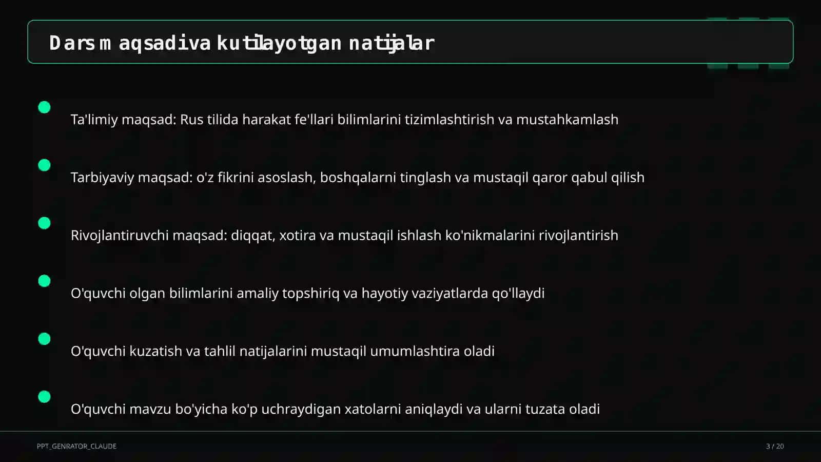 Rus tilida harakat fe'llari (6-sinf) 3