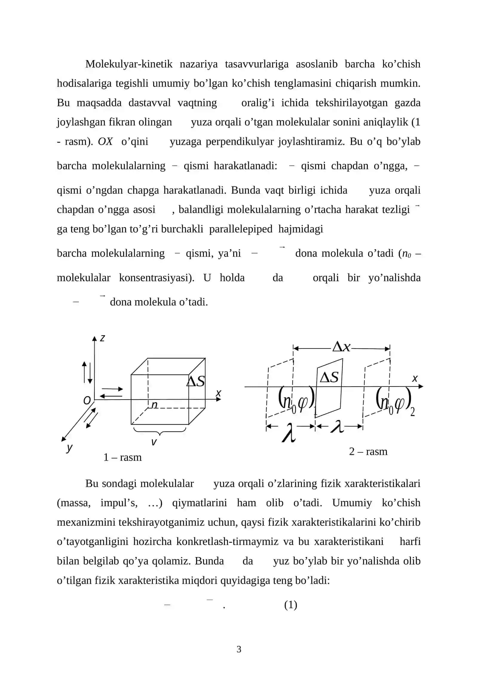 Ko’chish hodisalari va gazlar termodinamikasi 3