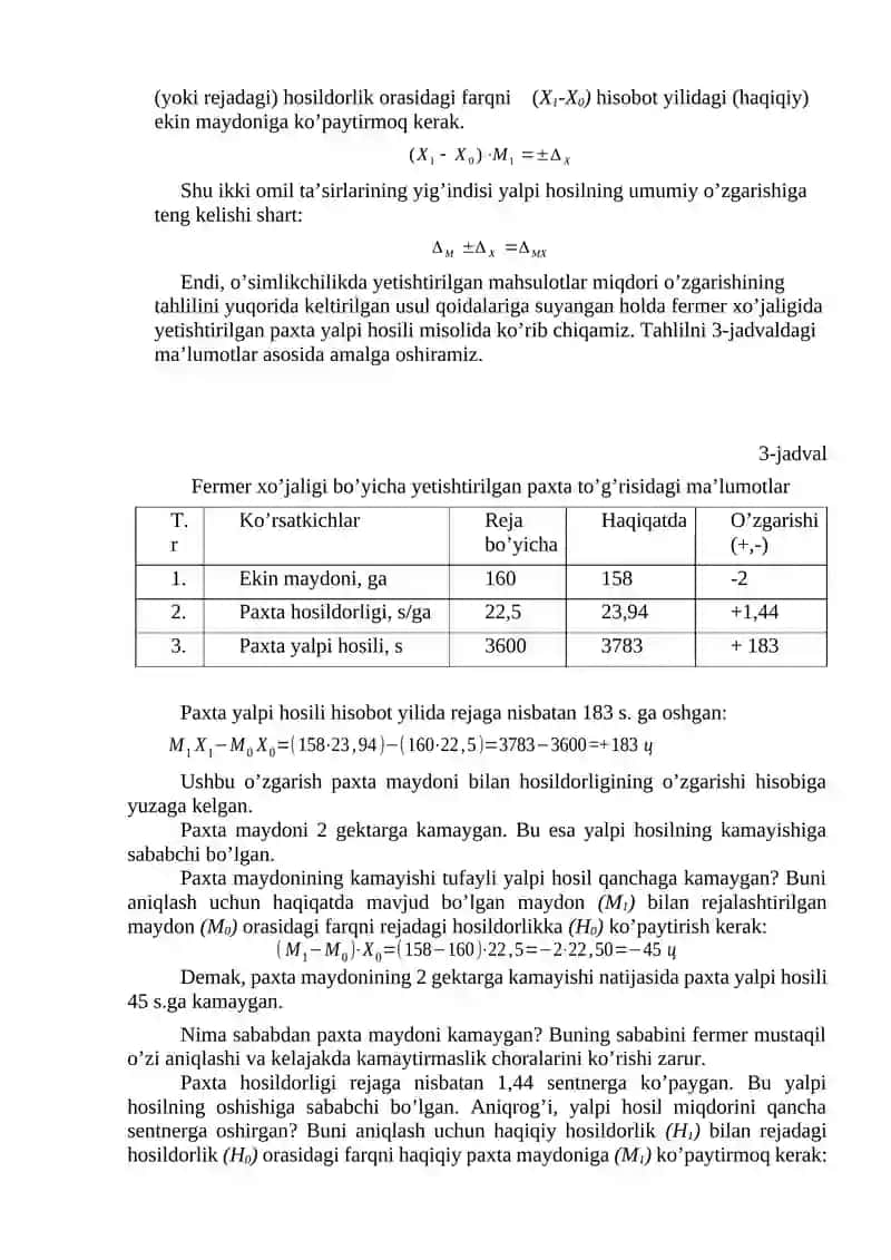 Dehqonchilik mahsulotlarini ishlab chiqarish tahlili 3