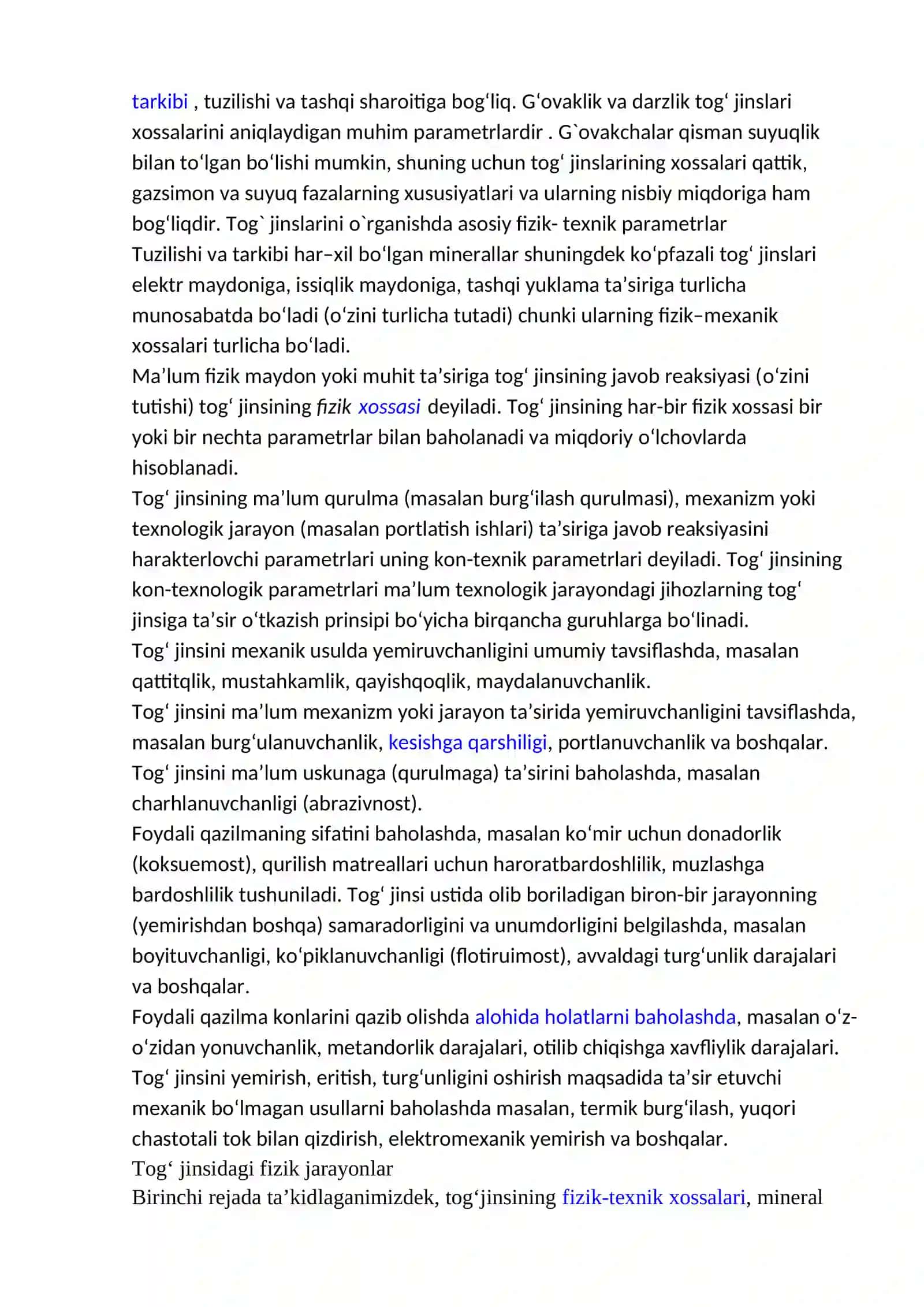 Tog` jinslarining genitikasi va fizik-texnik parametrlari 3