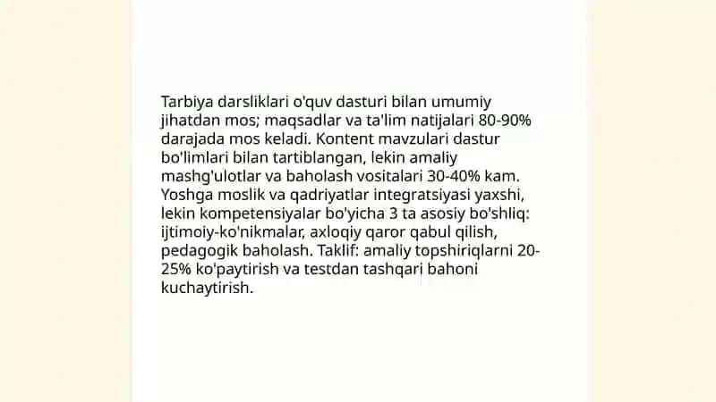 Umumtalim maktablarida tarbiya fani darsliklari tahlil 3