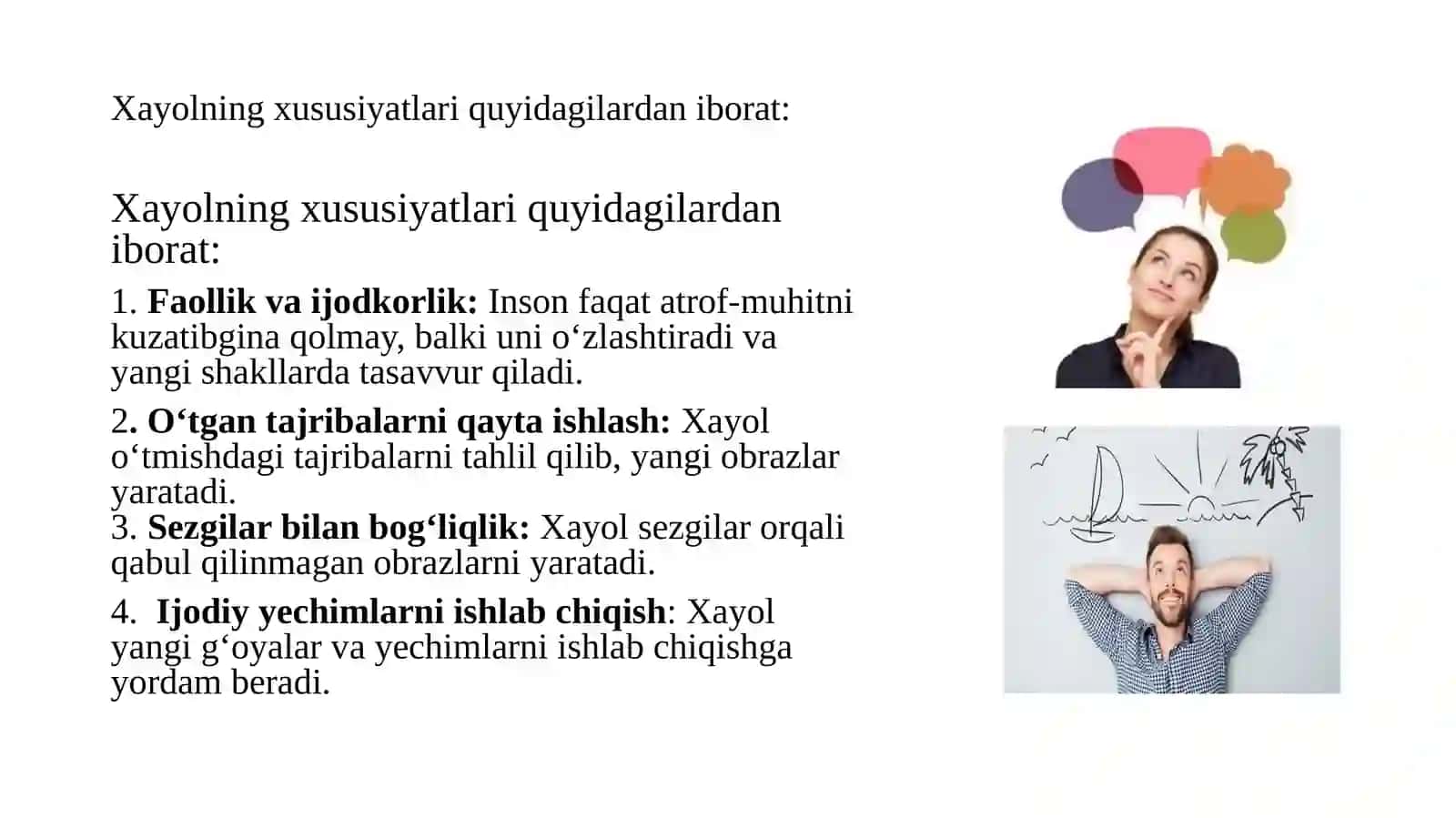 Xayol turlari 3