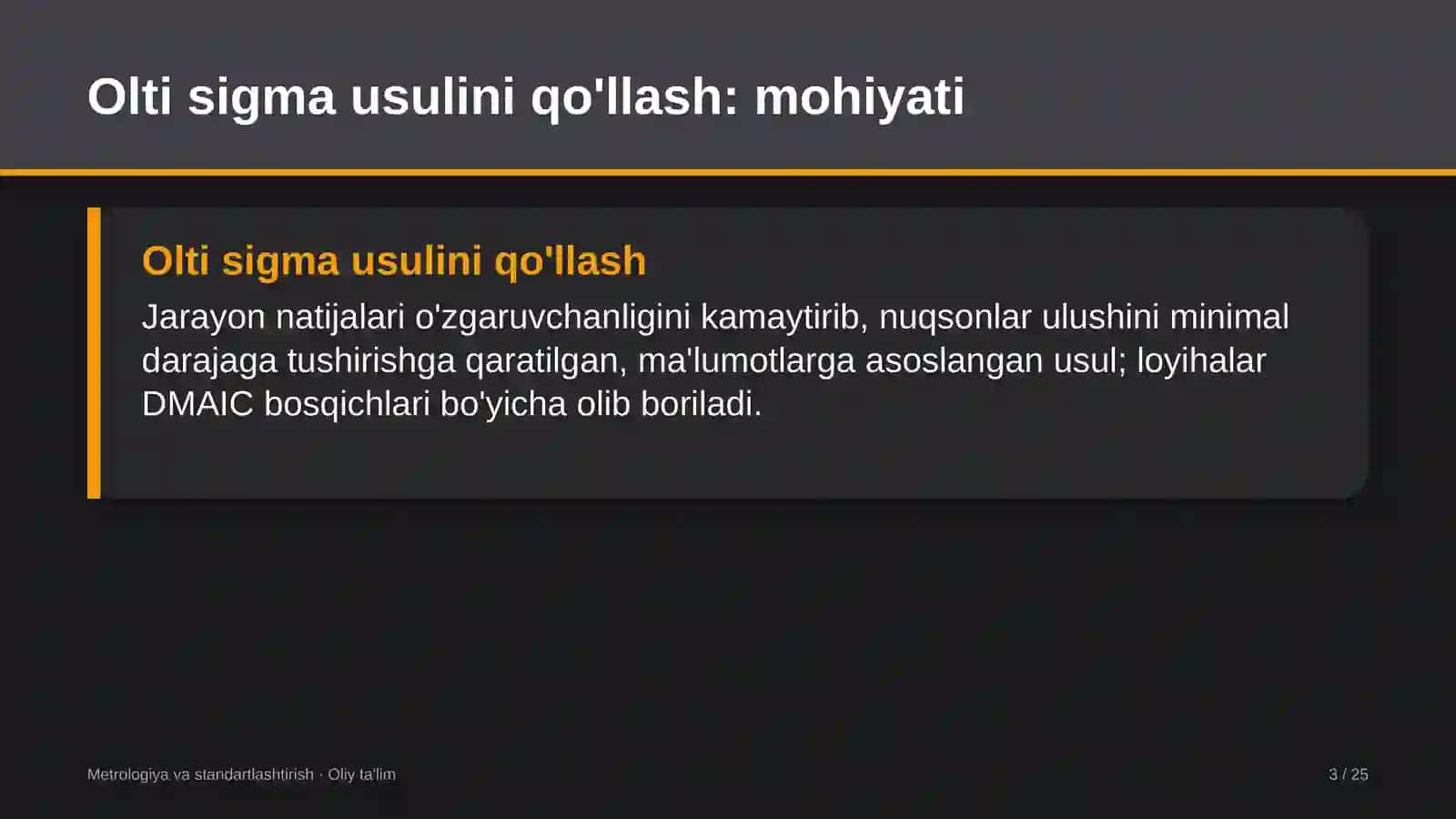 Bojsiz savdo do'konlarida olti sigma usulini qo'llash 3