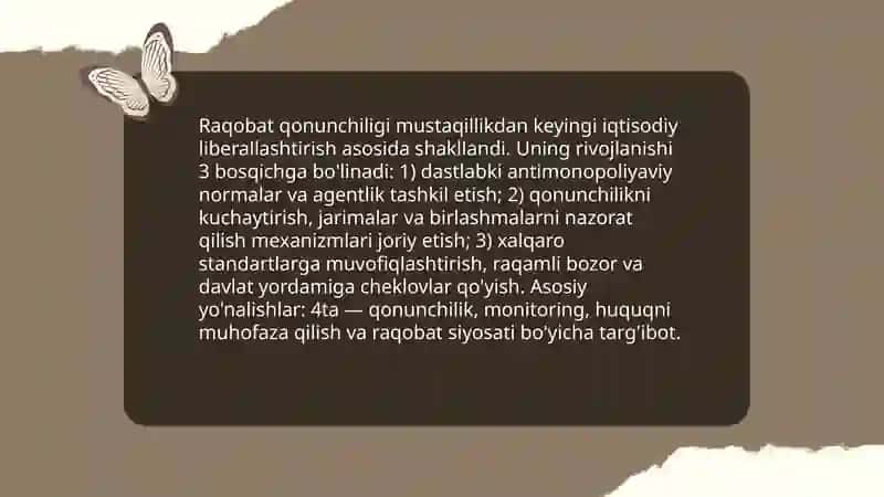 Raqobatni qo'llab quvvatlash va manapoliyaga qarshi kurash 3