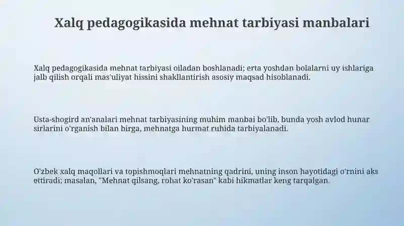 Xalq pedagogikasi manbalarida mehnat tarbiyasi 3