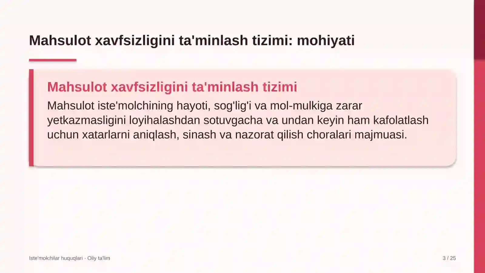 Davlat universitetlarida mahsulot xavfsizligini ta'minlash tizimi 3