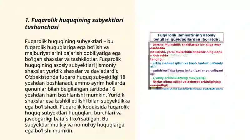 Fuqarolik huquqining subyektlari va obyektlari 3
