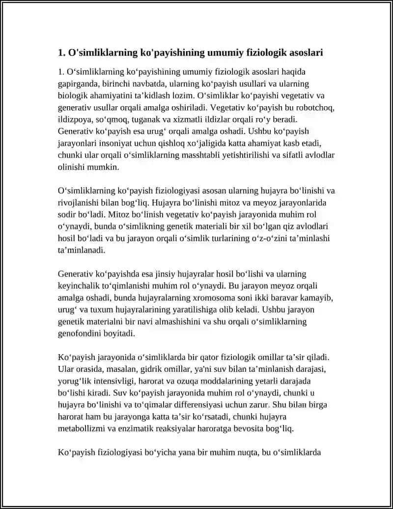 O'SIMLIKLARNING KO'PAYISH FIZOLOGIYASI 3