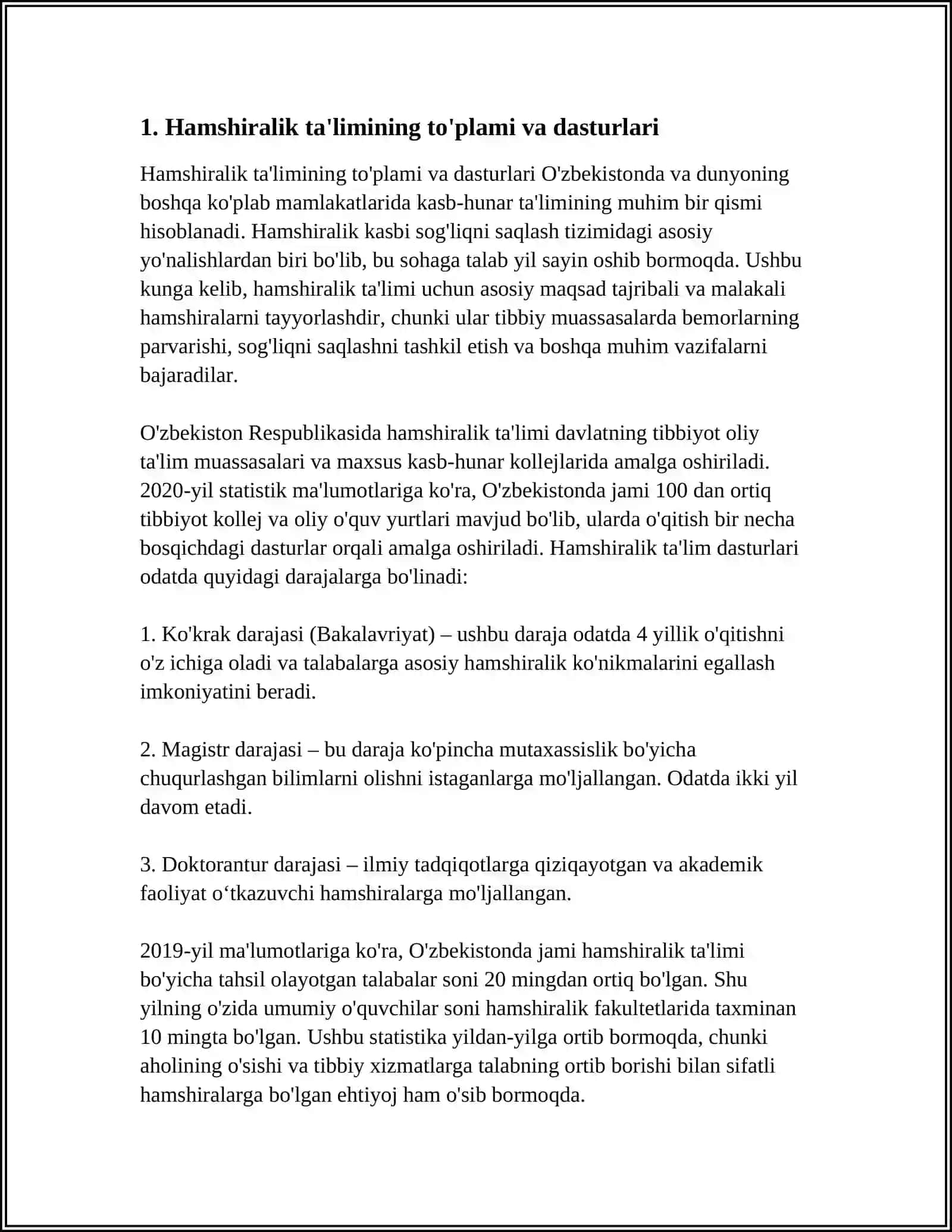 O'ZBEKISTINDA SOG'LIQNI SAQLASH HAMSHIRALIK TA'LIMI TIZIMI 3