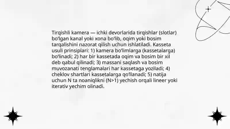 Tirqishli kamerani hisoblash. Kasseta usulini hisoblash Abdurashid 3