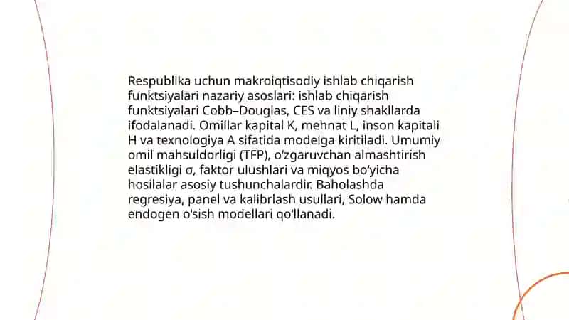 Respublika uchun makroiqtisodiy ishlab chiqarish funktsiyalarining nazariy asoslari 3