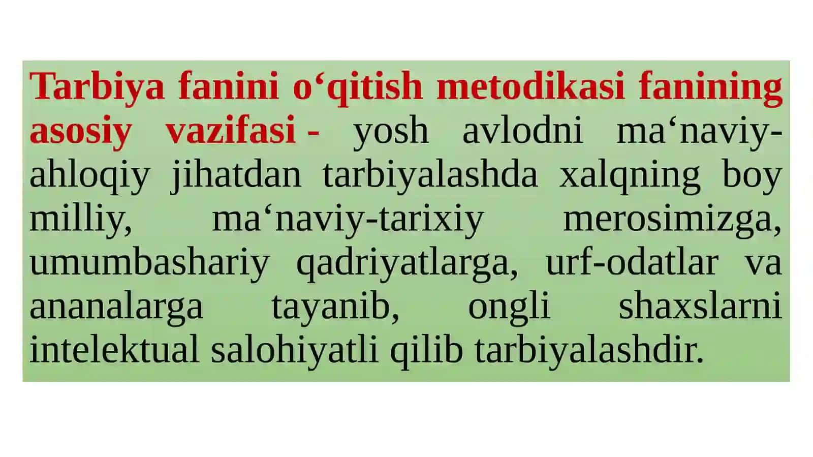 Tarbiya fanini o‘qitish metodikasi 3