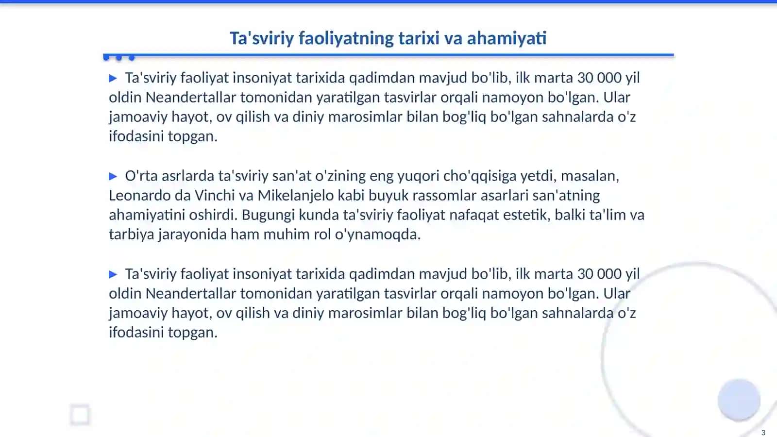 Ta'sviriy faoliyatga o'rgatishning maqsadi. Dastur tamoillari 3