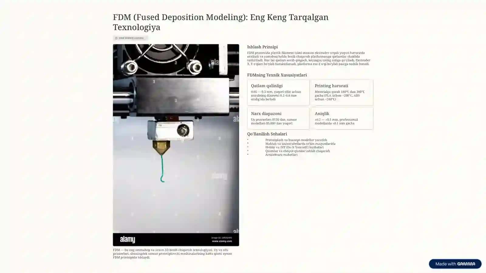 3D Printerlar: Turlari, Ishlash Prinsipi va Materiallar 3
