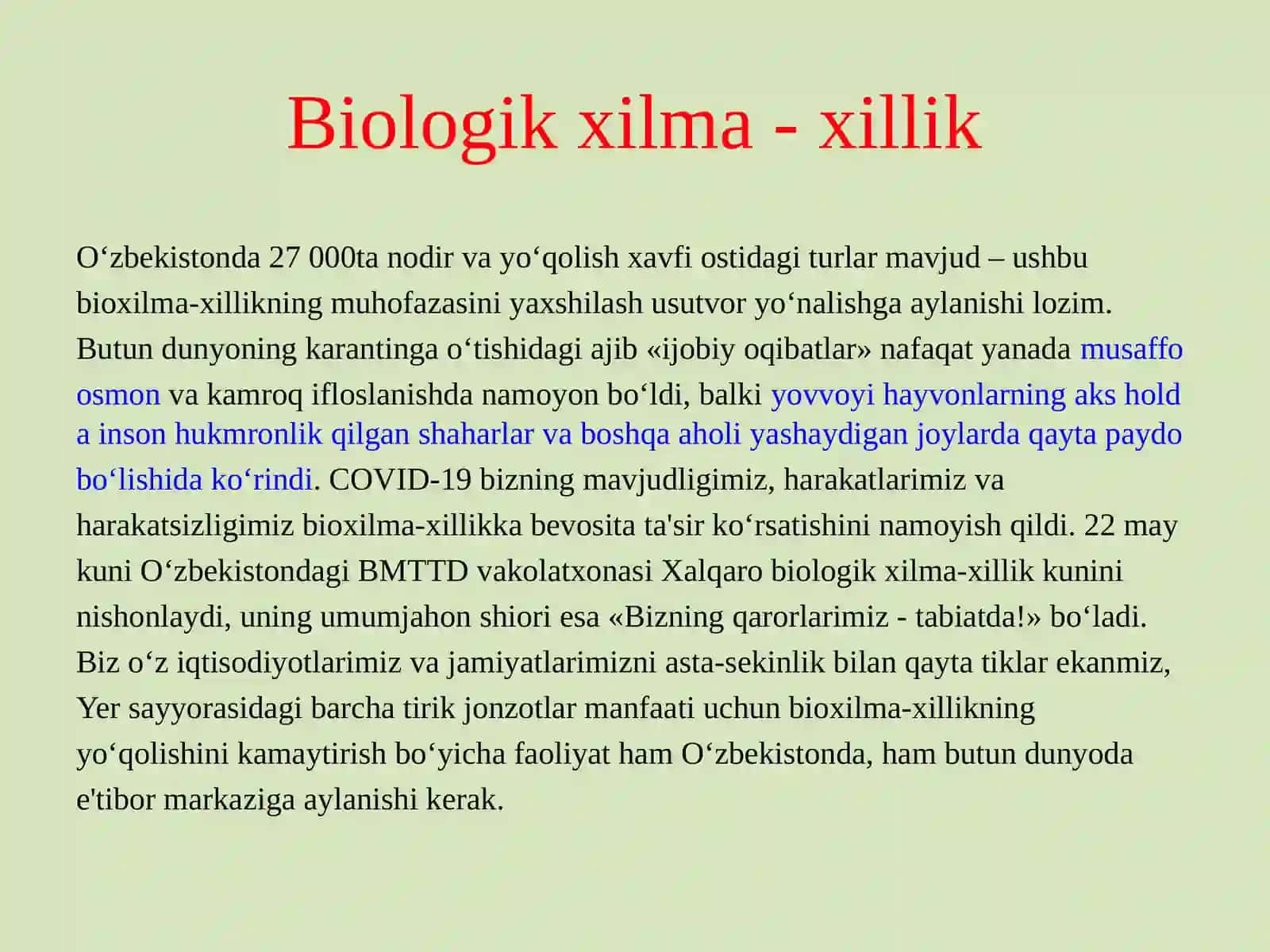 Biologik xilma – xillikni muhofaza qilish 3