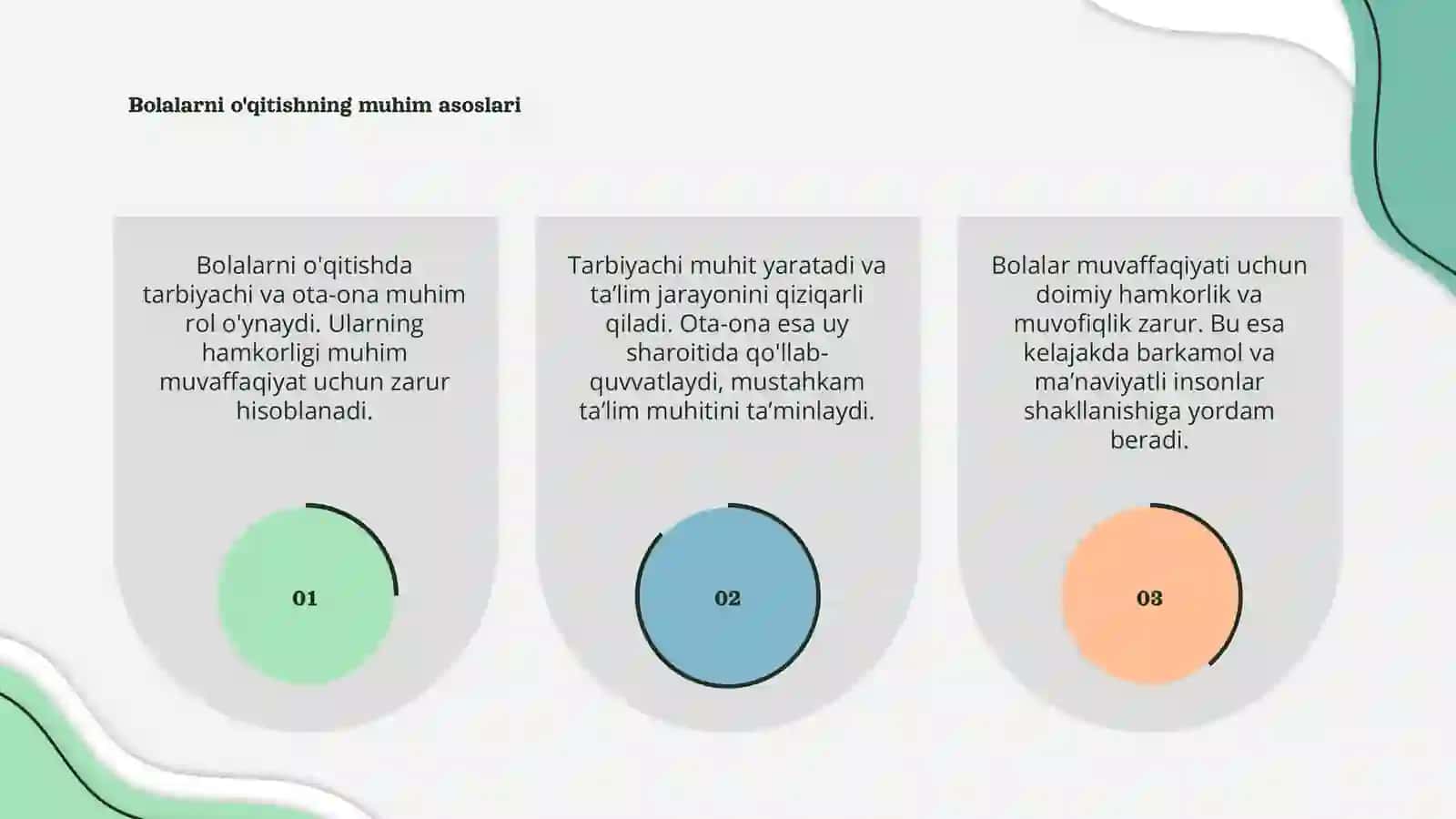 Bolalarni o'qitish va o'rgatish da tarbiyachi va ota-ona roli 3
