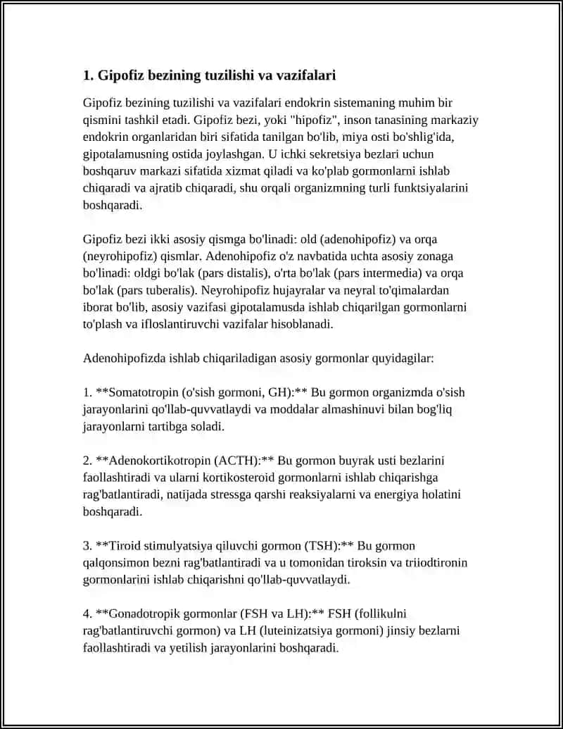 Gipofiz bezining tuzilishi va vazifalari 3