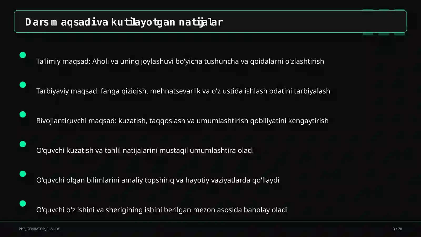 Aholi va uning joylashuvi (6-sinf) 3
