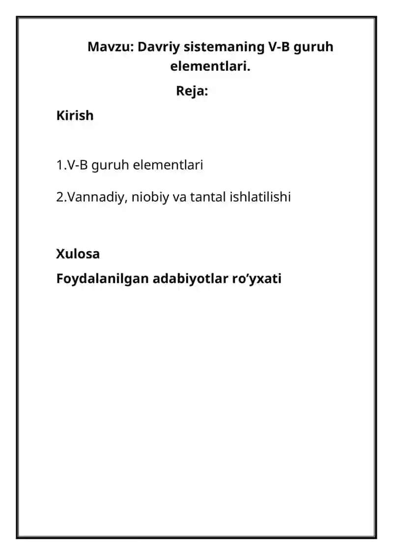 Davriy sistemaning V-B guruh elementlari 3