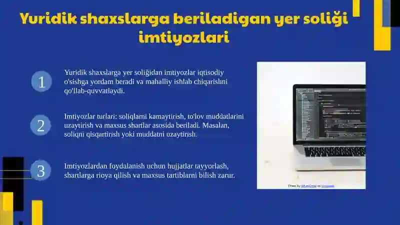 Yuridik shaxslardan olinadigan yer soliğidan taqdim etilgan solid imtiyozlar 3