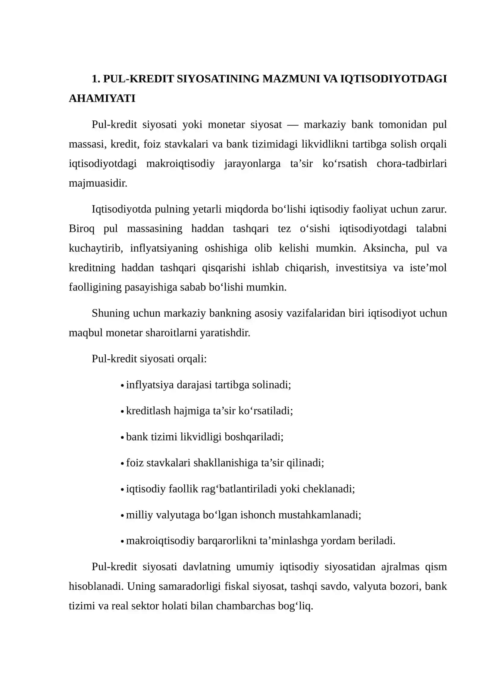 Pul-kredit siyosati va uning tahlili 3