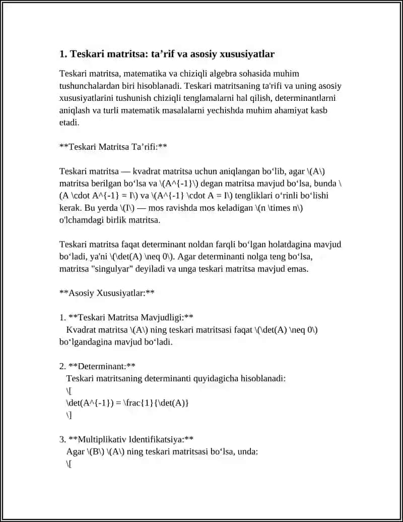 TESKARI MATRITSA 3