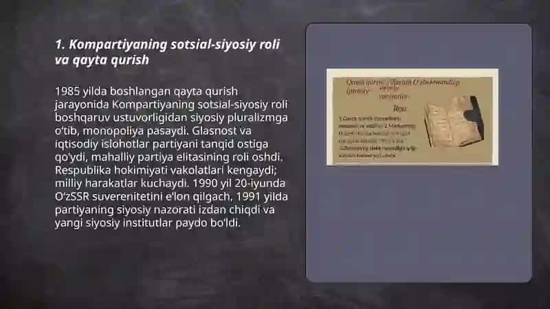 Qayta qurish yillarida Oʻzbekistonda ijtimoiy siyosiy vaziyat 3