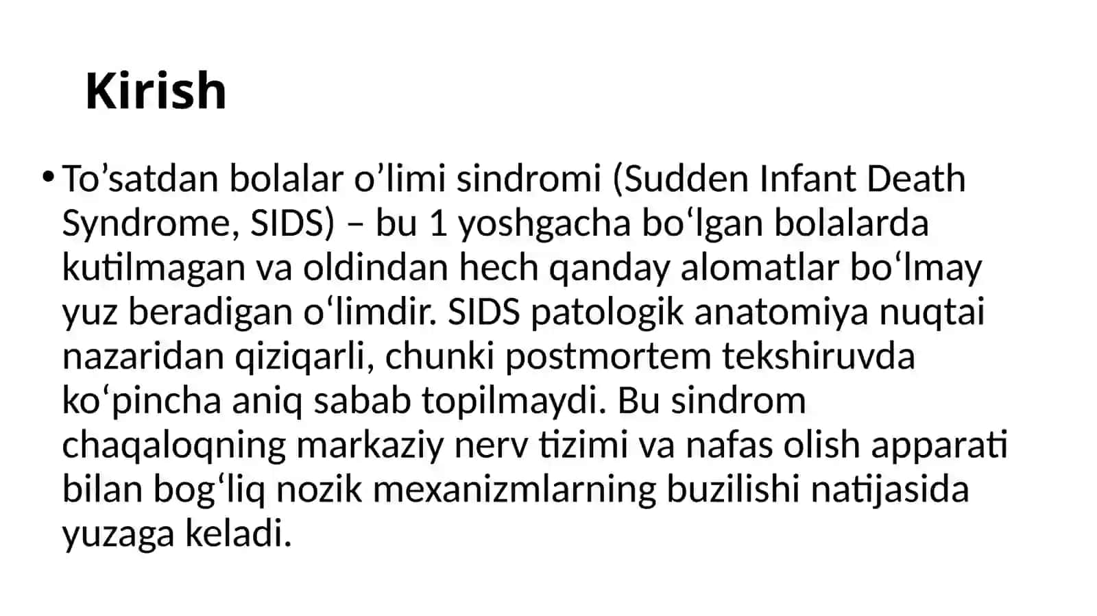 To’satdan bolalar o’limi sindromi (TBO’S) 3