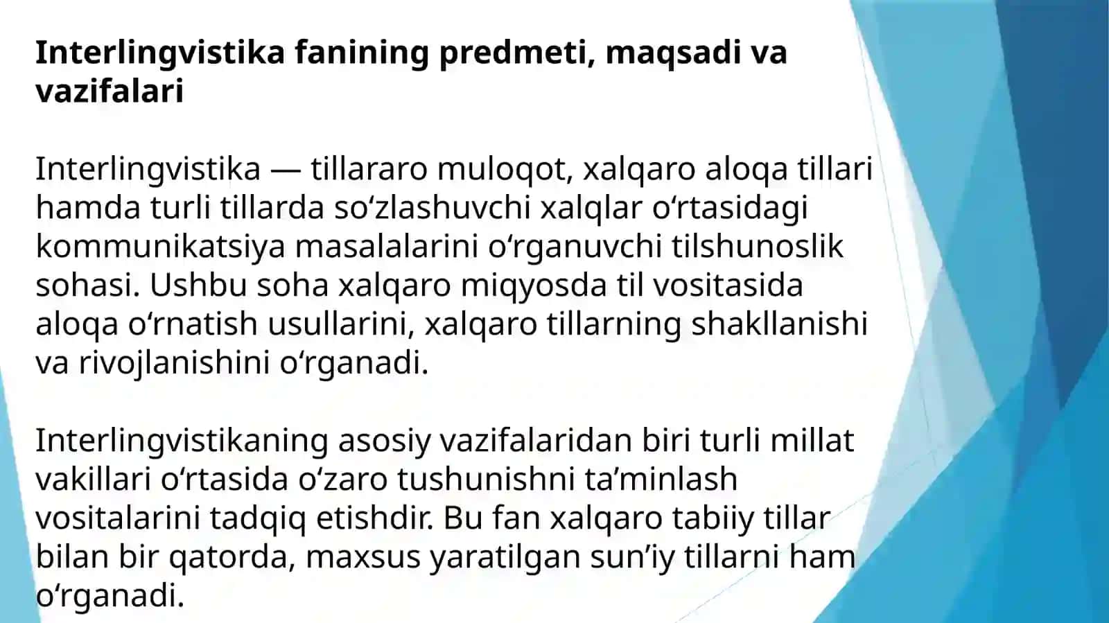 Interlingvistika. Xalqaro tabiiy va xalqaro sun’iy tillar 3