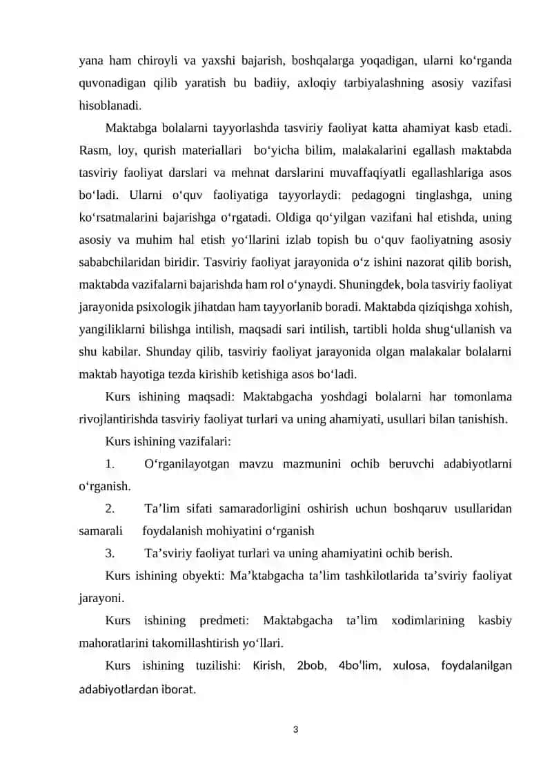 Maktabgacha  tarbiya  yoshidagi bolalarni  har tomonlama  tarbiyalashda  tasviriy  faoliyatga  o‘rgatish  metodikasining ahamiyati 3
